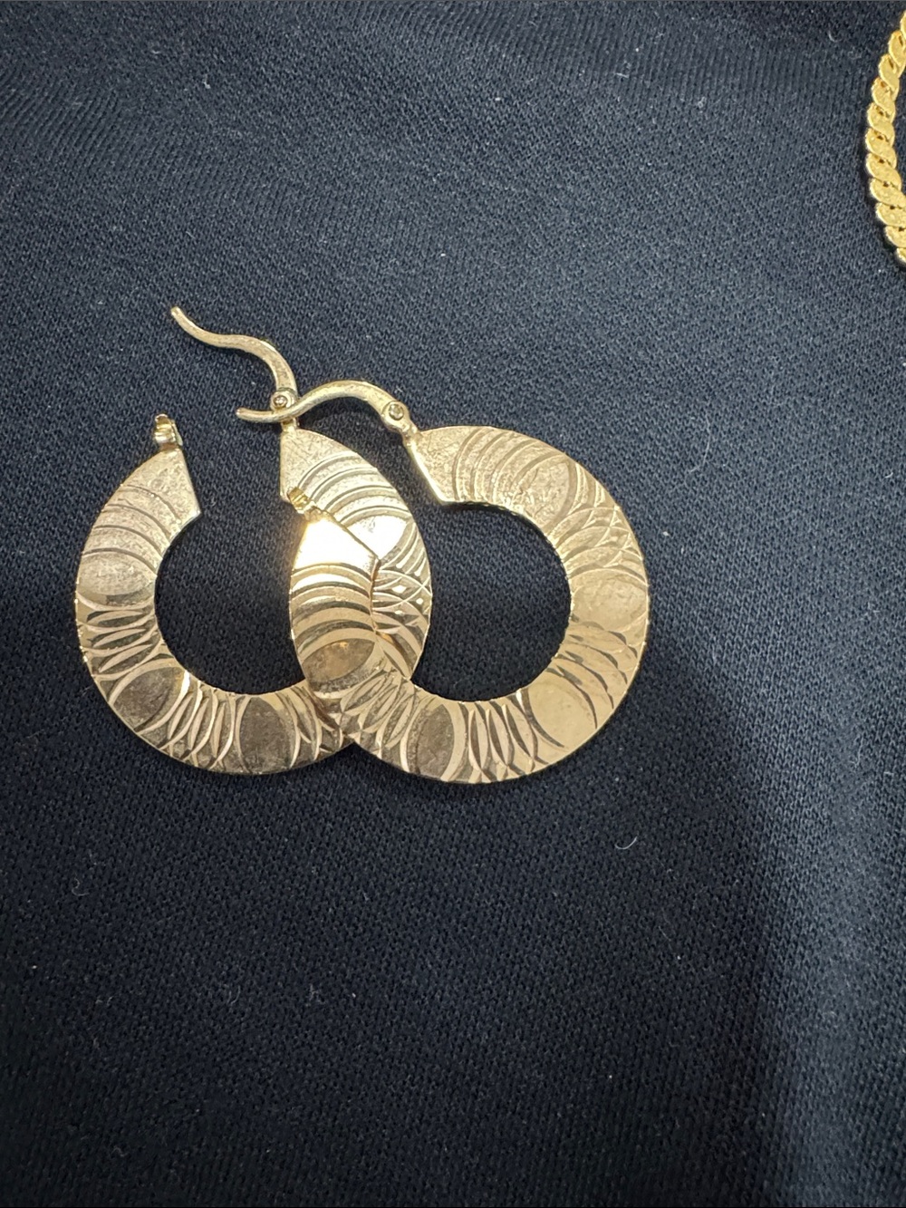 Gold Textured Hoop Earrings - Women Jewelry